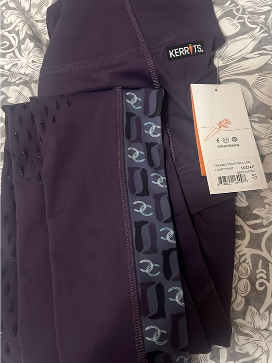 Kerrits Pants - Kerrits Deep Plum Performance Full-Length Tights with Accent Trim